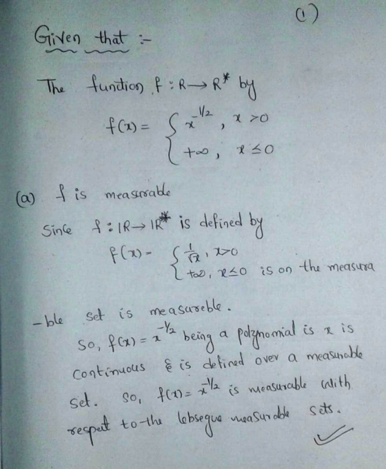 GiNen that The tundion : RR by (a) is measadle Sine :IR IR is defined by is on the measura tod, 20 -ble Set is mea saseble So