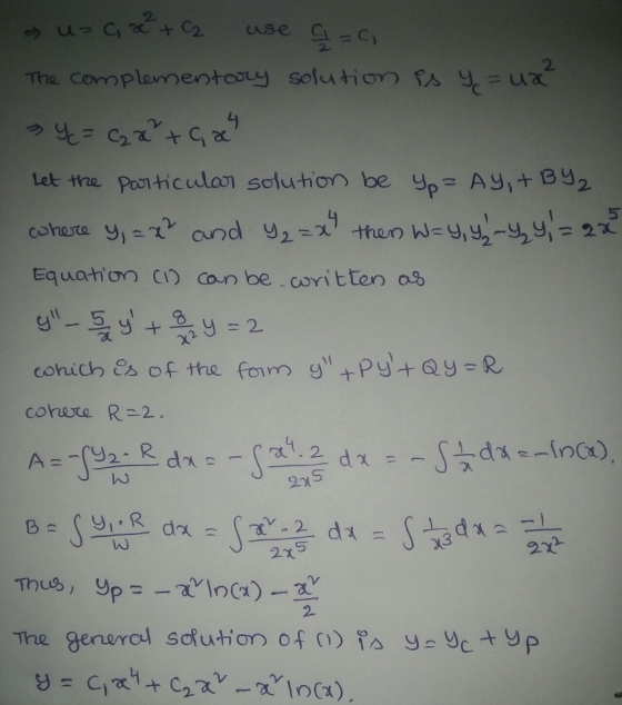 ense C 2. = ux The Complementary solution 5 couste R2 27 2x5 2. The gene/rol sdution of o) fs yeV C t yP