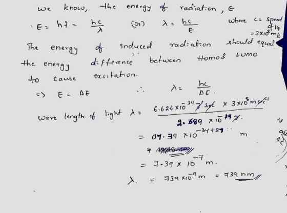 know, -{ht we ene ra radiation, E 0V where c= speed he ener nduced Yad: ae-on 入hould equal lJ the ener di ffertnce betscen om