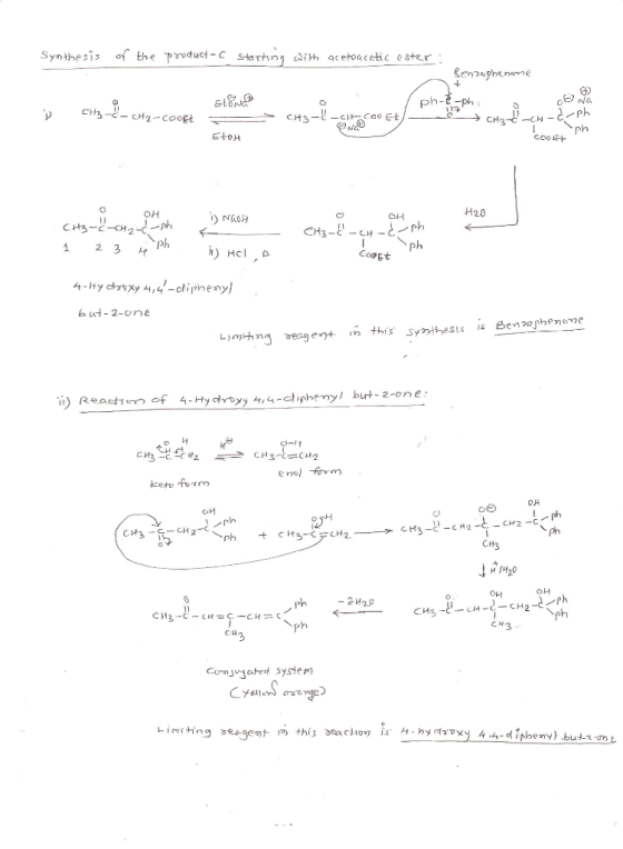 Synthesis theprvdu-c shn aih acetoacetic ester 3 ph H20 OH CH3 2-Cone 4-Hy oytyy 44-iphemyl but-2-one ·foィm ketu OH H 420 OH
