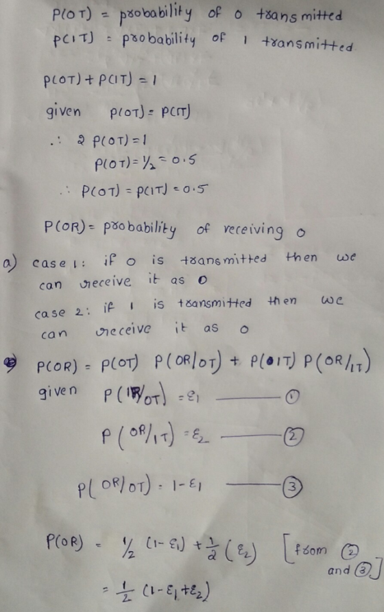Por)psobability of tsans mitted given PlOT) - PCT) PCoh-P80 bability of receiving 。 a) case. Ro is t sans mitted then ωe can