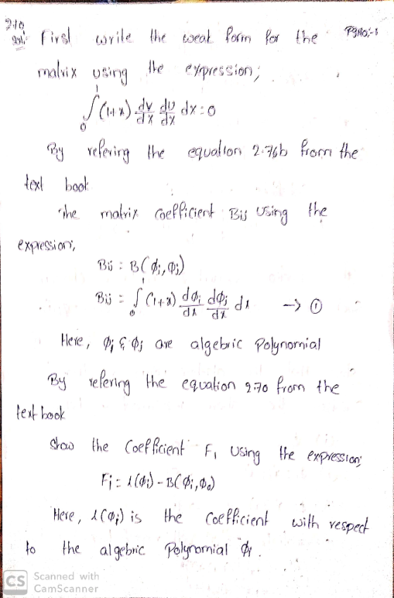 Pyso- is rile he toeo form for the malvix usinghe Ypiession velevinghe equallon 2b rom the lext book malri Coeffcient Bi ingt