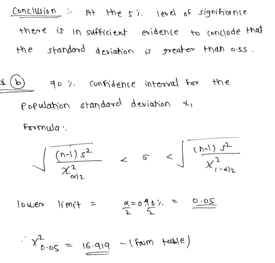 Conclusion - At the s i. evd thtre is in sufficitxt evidence to condlude thai the standarsd àeviahon greater thah the 9D7. Co