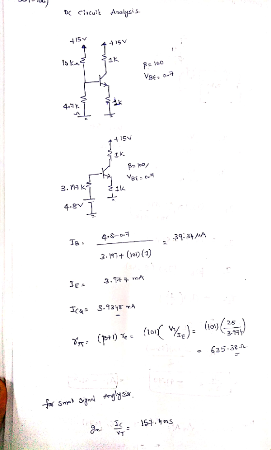 ob Dc cict Analysis P- 160 4.7k 4 15V I k 1L 4.SV 4* 393+MA 3.1t (o) ) lol)/ 25 635.38 8 i 154.4ms