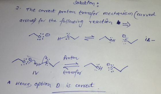 olutlon 2. The corect preton taaafe mechanisn (urveel arsOu for the 7eoang reaction H- Aroton eanafes Hence option Dis correc
