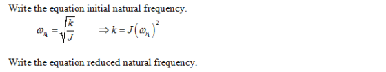 Write the equation initial natural frequency Write the equation reduced natural frequency