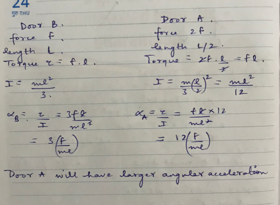 24 TTHU Door A Door B force f 2f angth /2 Terqie L . tf.e 2 エニ me 2 me 3 3 2 (2 fex12 2 me 1 2/ F 3 /P me DooY A wl hawe la e