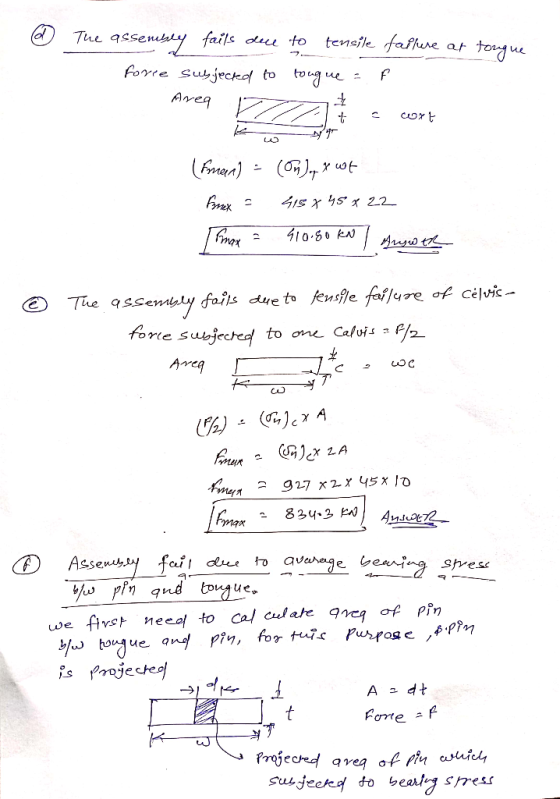 Tue tensile fafhue semsty fails du fo at mRat Forre Spjeckd to Area CLOr LA. Fruma) 4Is x45 2.2 410.S0 kN The 9ssemly fails d