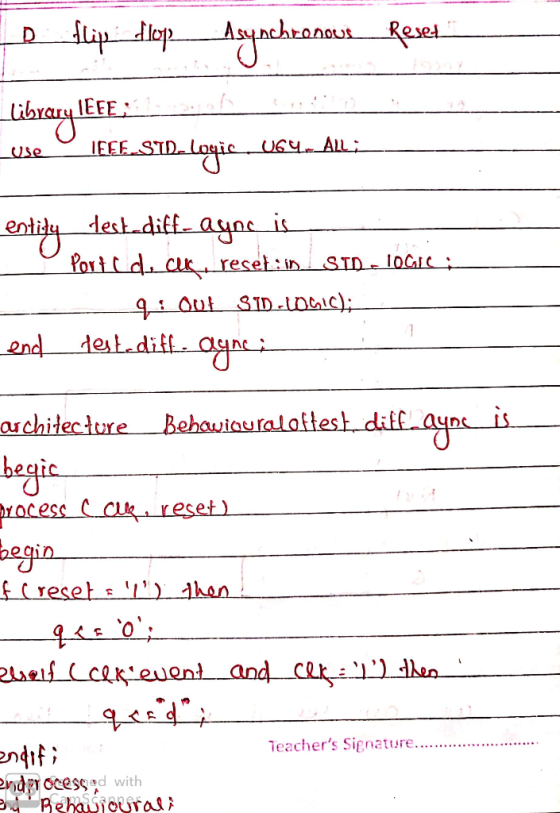 top Asy nchronous-Reset (O Library IEEE TaO ouchilecłure Behaviouraloftest,ditf aunt is beqic becin Teachers Signature. ndpr