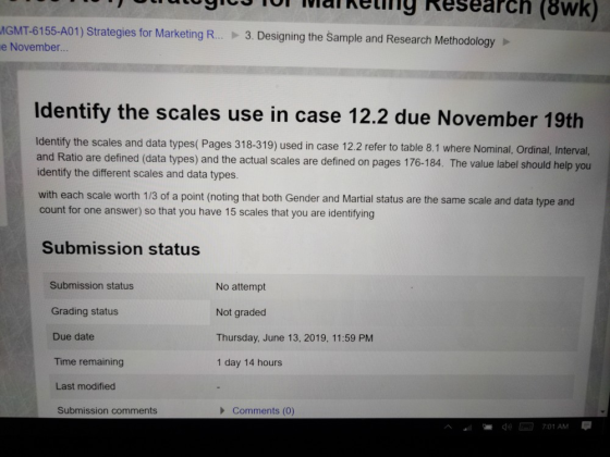 (8wk) MGMT-6155-A01) Strategies for Marketing R...3. Designing the Sample and Research Methodology e November... Identify the