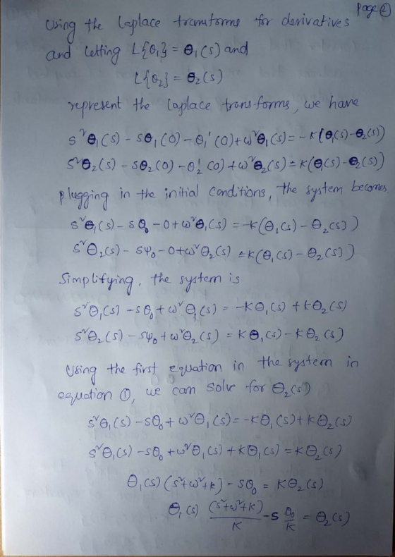 Cbing the aplace tramtoms fr darivatives and tetfing Lfo3 - e) and LiGj= 6,(s) apresent the laplace trans forms we have secs)