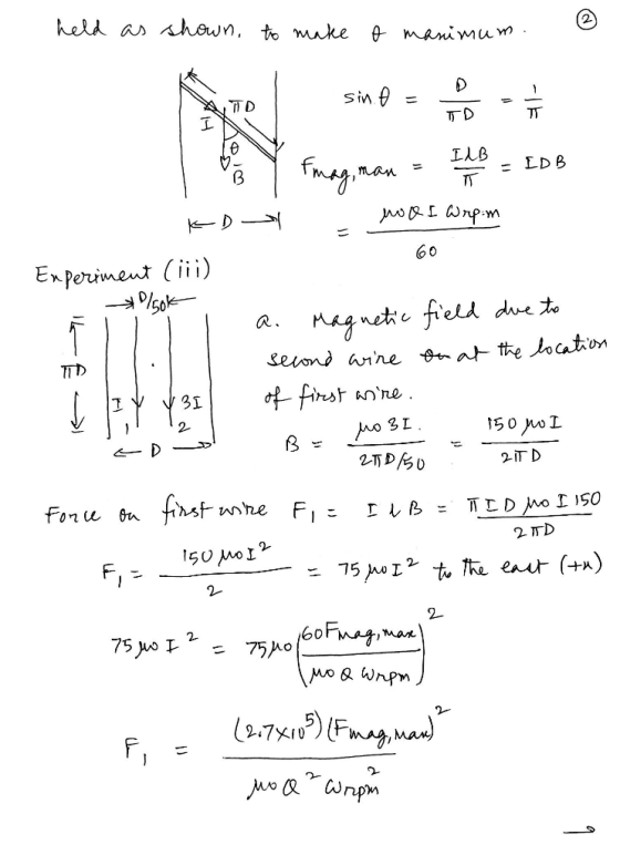 (2 held as shown, to muke Sin T D TT fmayman LDB D 60 Enperinent (iii) Hagnete field due t seiond ane nat the tocaton TTD of