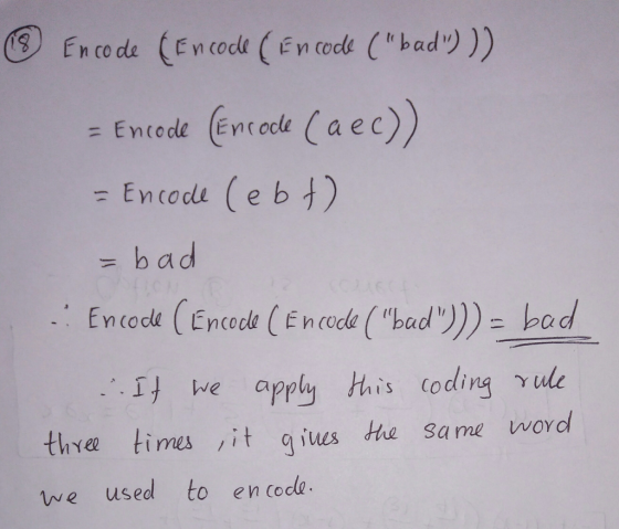 Enco de (Encocle (En ods (bad))) = Entede (Entoele (aec)) = Encode (e b t) = bad fiH .:Encode (Encocle (Encode (bad))) -