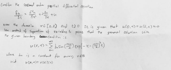 tnsit te Seind ond partial difertinl cuatan +2n St the dowain e To,e) an Use metod o Separet ion Vaiades to rore tht the He g