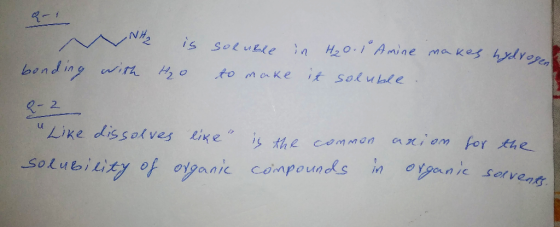 4xdvepen nH20.1Amine ma Kes is SOluble to make it sokuble 0-2 Like dissok ves Likei te comman aniom for tte Solvents compoun