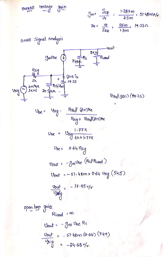 oucall ollaqe gin 25m V1 Teo 1.3nm andlujis SmSignal ana Vout Rid Rc Rsi Lk 14.23 Usi 1,チヌK Ube E t) n loo Rlood0 -51.48m (o.