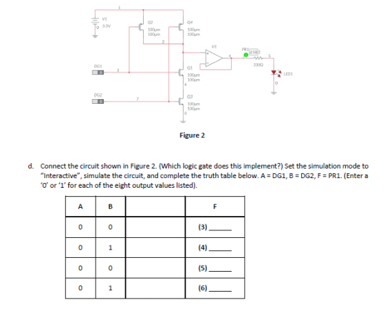 o 33v 100m 100pm 100pm 01 100pm 03 00pm Figure 2 d. Connect the circuit shown in Figure 2. (Which logic gate does this implem