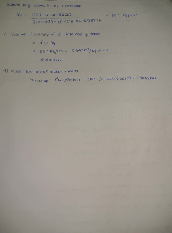 Substituting values in ma expression ma 100 C146 64-3228) 96.9 Ks/sec (lo0-42 2) CO 0213-0 0087) 32-28 . Volume flono rate of