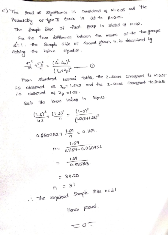 c) level of Si rificancre is considoodog &zo.05 and He Poobabitty op tpe co is s to po.os The gatnpe Stae of fast op s State
