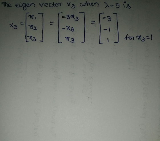 The eigen vector X3 cohen λ=5 -3d3 3 一) Ls