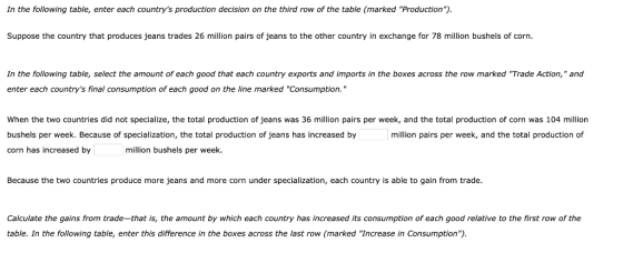 In the following table, enter each countrys production decision on the third row of the table (marked Production). Suppose