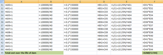 100000/40 -0.2 150000 -831+C31-1/(1+10.25%)A31 -D31 E31 31 FA30+1 32 A31+1 100000/40 -832+C32-1/(1+10.25%)A32 -0.2 150000 100