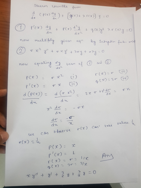 Sturm uourille form d r dn fex) dy PCr) dy multi giren now bIntpdinft egn 2 Reo+Ract ans now tenm L r(x) PCr) 2 (ecz)) (x2)