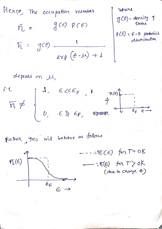 Неnce the oeupрaion Whene number Ce)= density Stactes PCE) F-D pHdasitih dispibuian 2 exp (e-) ddepends On E LEF E EF dollons