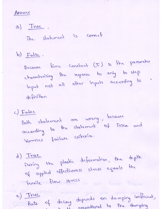 a) Tae The statmunt is Corrtct b) Folse Because birne Constant(T)飞the Paron ekr hansnghetoon to tp nput not ll othe inputs ac