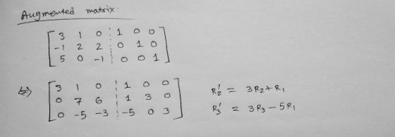 matsix Augmentes o 1 3 1 O 2 2 -1 O 1 3 3 R2+ RI ( L 7 3 R3-5R O 3 -5 -3 ーち N 0 0 0 9 o o NO