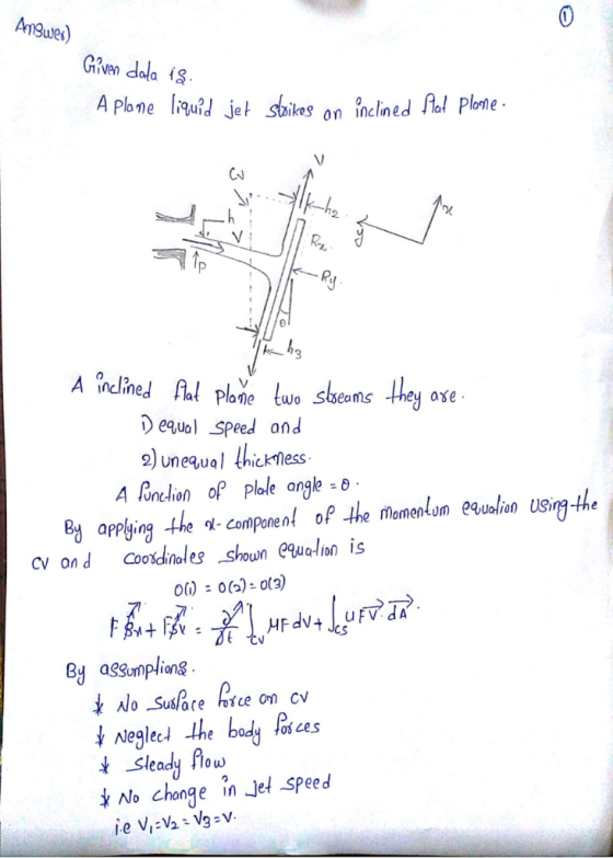 we A plbne lauid jet stbikes on nedPlone 2 3 0 ned al Plone luo sbeets Hhey ase two Slieams D equol Speed ond 2) unequal thic