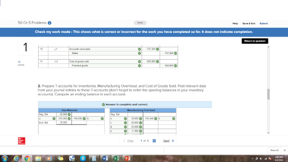 50 Ch 5 Problems Saved Help Save & Exit Submit Check my work mode: This shows what is correct or incorrect for the work you h