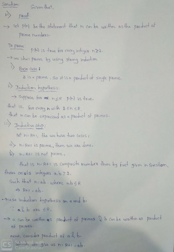 Soruioniven tha oof et po the shedomnt that h can bsus ton asthe paoduct of e the Statemen Paime numbas To Paove →we shall Po