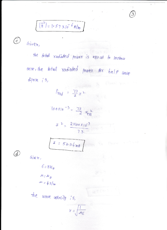 iven The fotal xadafed power 5 equ a to l0omw Nexthe total adialed Powes halp oale dipole 73 73 looKio axlooxio3 73 5a.3mA E-