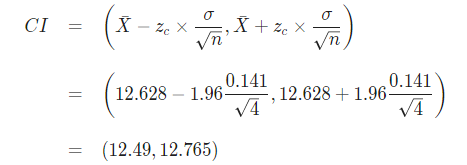 X CI 0.141 12.628 1.96 0.141 12.628 1.96 (12.49, 12.765)