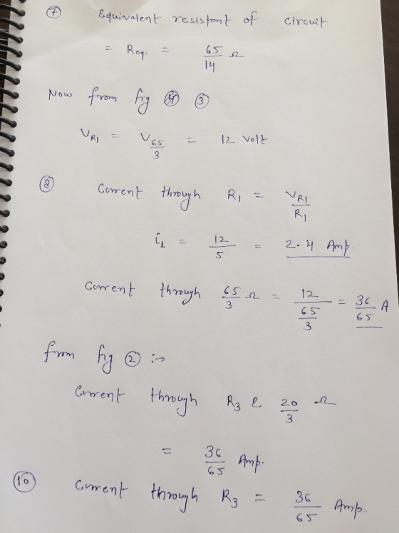 &quivalent resistont of Circuit 65 14 from f Now 3 12 Vol 2 Conrent thh VRI R1 2- Amp |2 Cenrent 12 30 A 65 3 > Ciment Homyh
