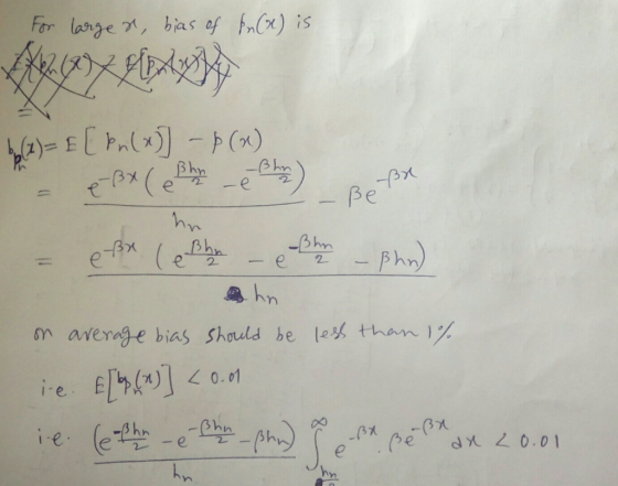 For lasnge n, bas of 0 hm m average bias should be lex than)% hn