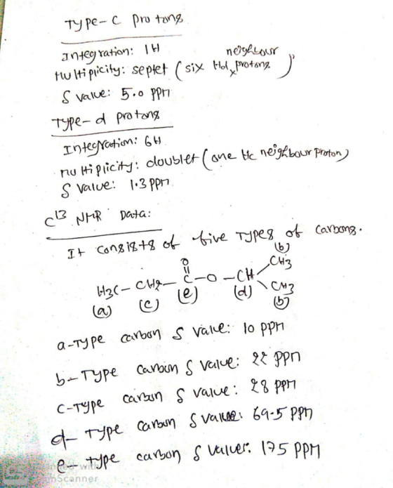 Type-c pPro ton anHe ration: H type-d Pro tong Me roton S value 3 ppm CH3 a-Type aMoo S Vale lo pp 5 PPM