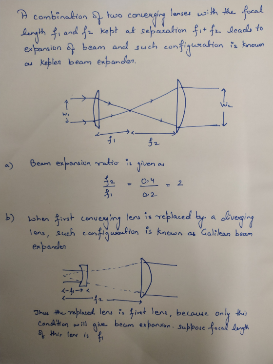 focal Separation fit f leads to lenses oith the Pcombinakion conuergit two Leyth fiand fr ke pt at expansion Sbeam and such c
