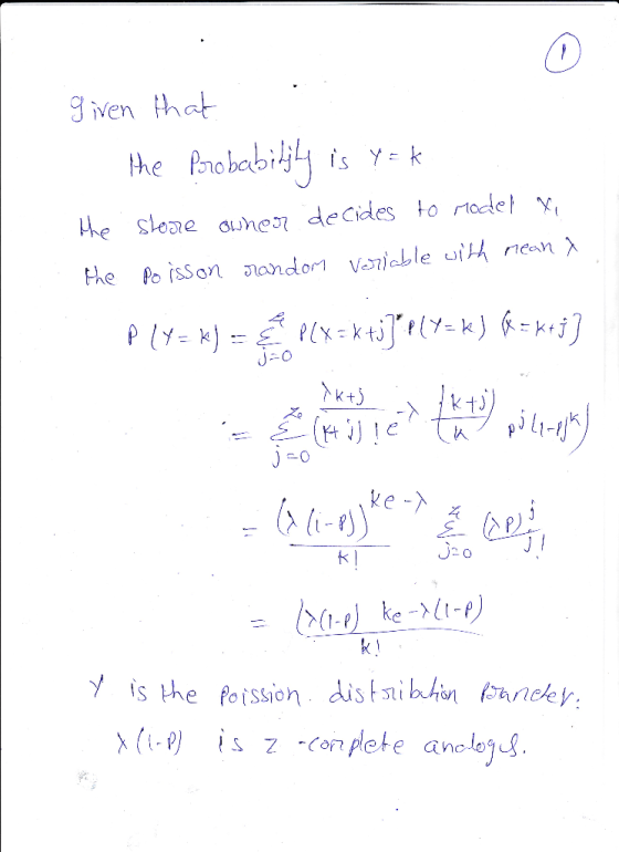 given hat the Probabil is y k heslooe ke- is the foission distaibhin ancey