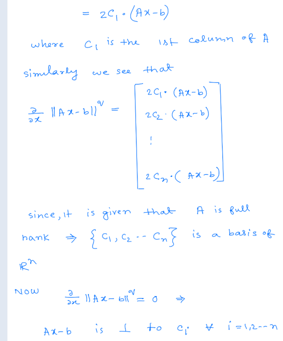2C.(Ax-b) I Colunn of A where similarly thak See we 2C (AZ-b) V 2A-b 22A-b) A-L 2 C A is ul is given thak since, it basis of
