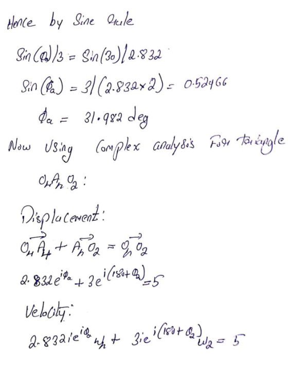 Hence by ine Ole Sin Ca/sSin(o)2832 Sin C)-C2.3a)- 052y66 d31-qra deg Campkx 31.982 ngle Now Using : o Piplutamat Vehaky 2-83