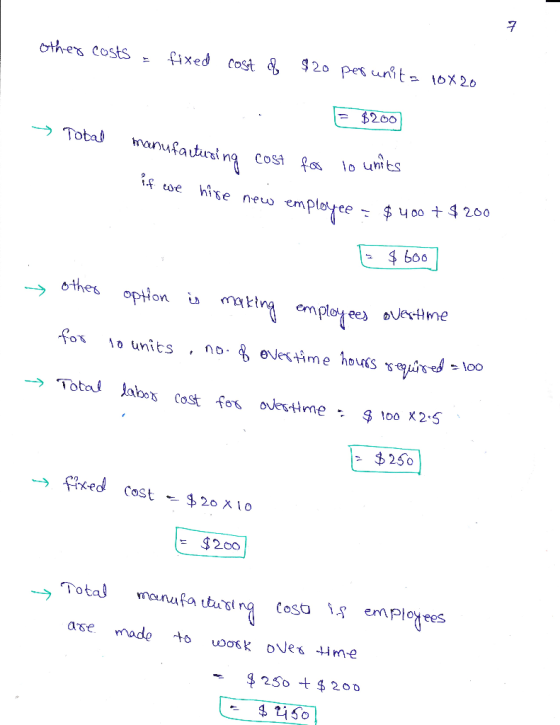 7 othes Costs - fixed cost % 20 pesunt 1oX 20 → Toba, manu $boo other opHon makina employees oJeiH me → Total latos cost fos