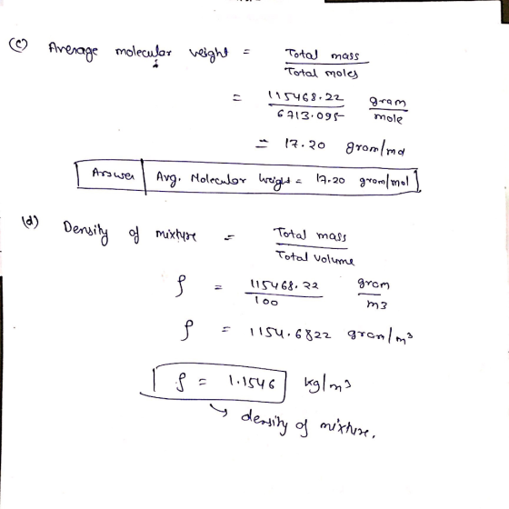 Tota mass Average molecula, wiơ = Total mole) mole rom m Total masi ia) Deri Total Voluma Oron m ?