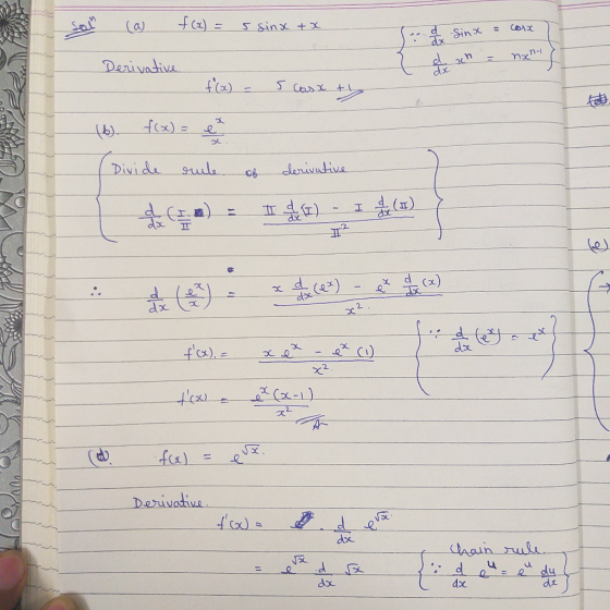 f(a) (a) Ssinx t X Sinx dx nxn-i Derivadiva fx) (b) Divide sule denivative I dx 2 dx 2 Cx-) Derivative 17 be caaun rul u -d d