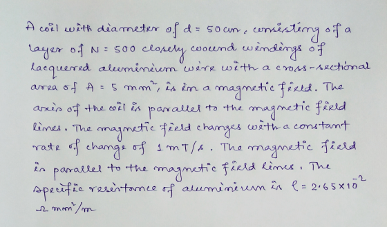 A col Lwith diammeter of d ~, maiatimy f a cwound wimding o - SOcm Layer of kacquerred aleemimeumwerR wth a eroas-Acthonal cl