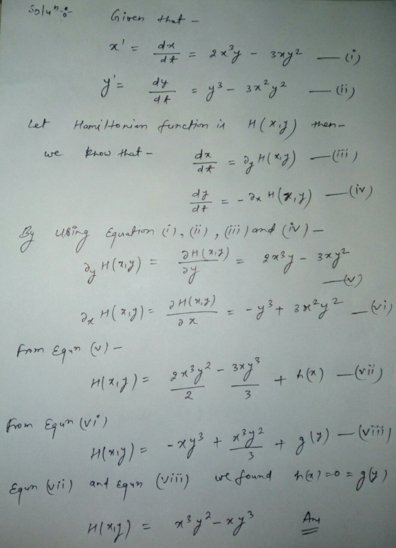 5olu Giren that dr 2 d3y2 - Gi) Let Hami tonim functin i M(7J) then- phow that- we 22()() ()(iv) ニ - 2x H 4uin Gatio i, ü) ,