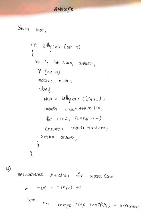 iven Inat fnt SrllyCole Ctnt ) e. 0) andT(n/4) n-, step ne Cunene mee →