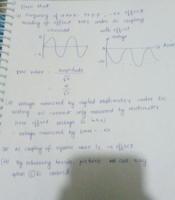 given that ercadling of offoes s undey de roupling simyspidal 5 vottoge -10 PMs value Aplude i0 (a) tal Muth rnetev urder DC