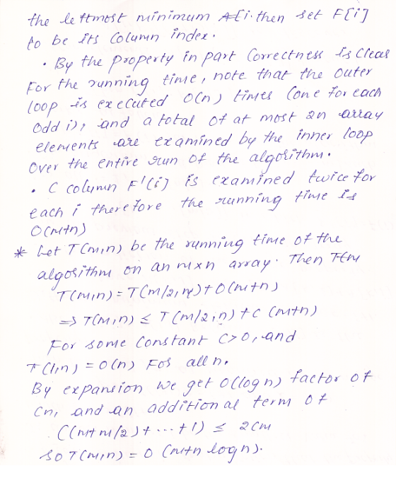 to be Ts Column inde For the unning tinie, note that tre Outer loop 、ㅅ executed O (n) tinu Cone toi eacP Odd i,and a fotal of
